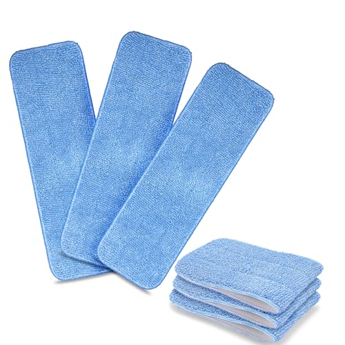 Reusable Microfiber Mop Pads, 6 Pack 18''x 6'' Mop Head Replacement, Wet/Dry Home & Commercial Cleaning Scrubbing Floor Pad - Blue - color: Blue - 6 Pack