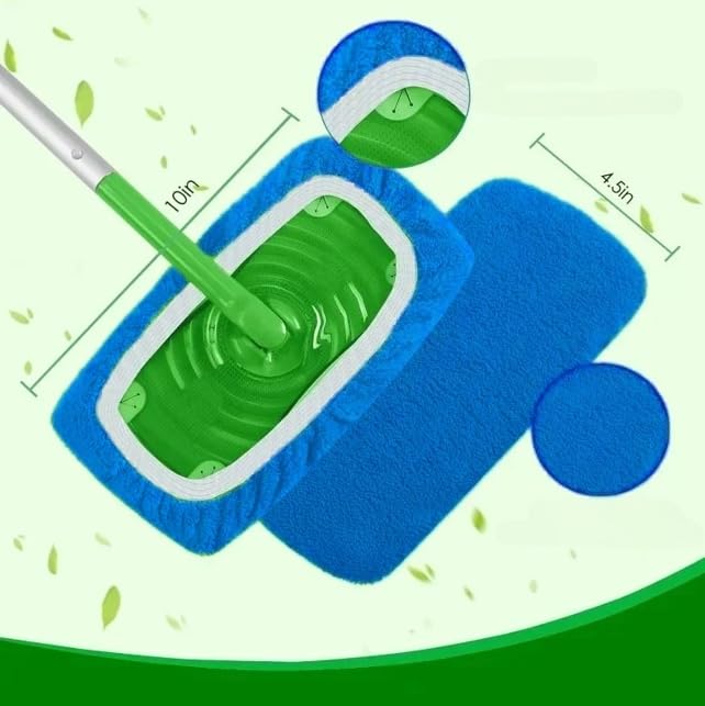 Microfiber Mop Pads - 4 Pack Reusable Washable Refills for Wet & Dry Floor Cleaning - Fits Most Standard Mops - Deep Blue Household Cleaning Pads - color: Deep Blue