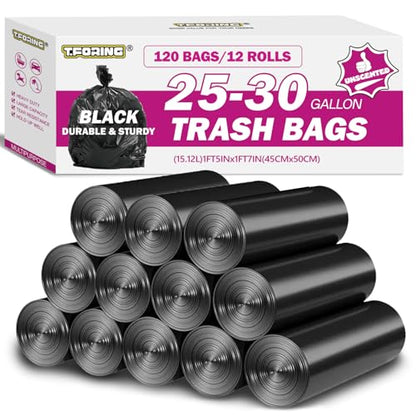 25-30 Gallon Trash Bags Unscented, 31'' x 35'', Black, 120 Count | Large 20+ Gal Garbage Bag,Plastic Can Liners,Fit 93 - 112 Liter Bins,Multipurpose for Home, Office, Daily Household Use - color: 25-30 gal-120