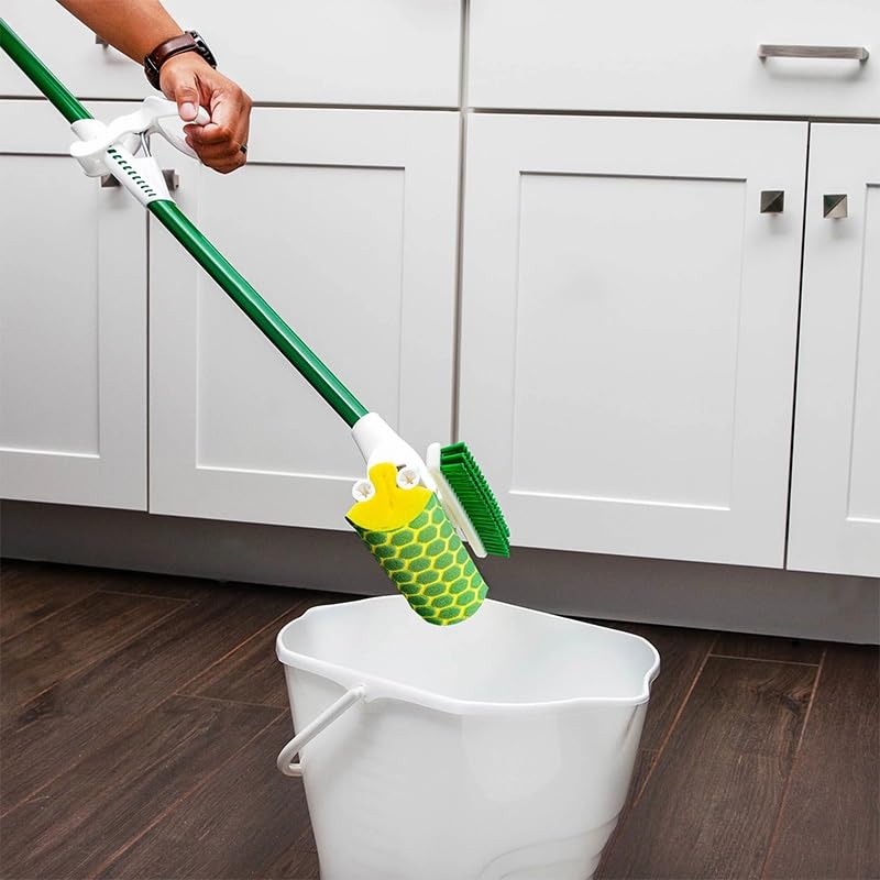 Nitty Gritty Sponge Mop with Built-in Scrub Brush | Kitchen & Bathroom Floor Cleaner | Absorbent Sponge Mop for Home Use