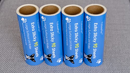 Extra Sticky Large Lint Roller Refills, 6.3'' Giant Lint Roller Refills for Pet Hair, Clothes&Furniture Cleaning, 360 Sheets in Total - style: 4 Refills