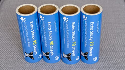 Extra Sticky Large Lint Roller Refills, 6.3'' Giant Lint Roller Refills for Pet Hair, Clothes&Furniture Cleaning, 360 Sheets in Total - style: 4 Refills