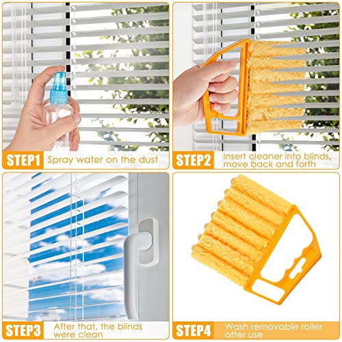 Geiserailie 2 Pcs Window Venetian Blind Cleaner Duster Tool Washable 7 Fingers Dusting Cleaner and Air Vent Shutter Brush Blinds Air Conditioner Fan Duster Dirt Housekeeping Tool (Orange Handle) - color: Orange Handle