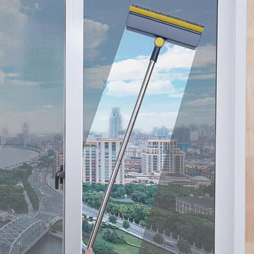 2-in-1 Window Screen Cleaning Brush with Microfiber Towel, Double-Sided Mesh Cleaner Tool for Screens, Patio, Porch, Door & Window, Dry & Wet Use Handheld Screen Brush - color: Black