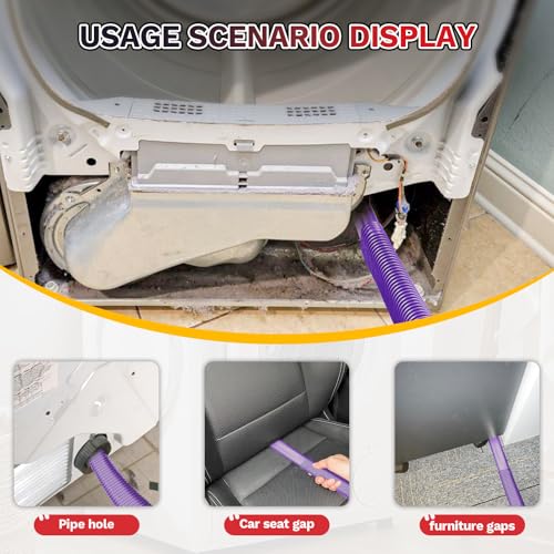 2 Pieces Dryer Vent Cleaner Kit, Universal Vacuum Attachment with Flexible Lint Brush & Vacuum Hose, Fits Most Vacuums for Dryer Lint Removal, Fire Prevention, Home Appliance Cleaning