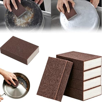 Magic Emery Cleaning Sponge, Nano Carborundum Scrub Pads, Rust Remover Sponge for Pots Pans, Heavy Duty Kitchen Cleaning Scrubber for Burnt Food, Sink, Bathroom, 5 Pack
