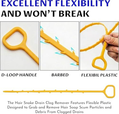 Drain Clog Remover, Drain Snake Hair Tool 1.68 Ft Flexible Sink Cleaner for Shower, Kitchen Pipe Unclogger, Plumbing Snake Hair Clog Remover Tool (Pack of 10) - style: 10 Pack