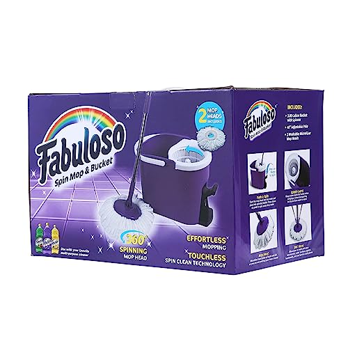 Fabuloso Spin Mop and Bucket Set, Hands-Free Pedal-Activated Spin Wringer, Adjustable Pole, Machine Washable and Replaceable Microfiber Mop Head, Works on All Hard Floor Surfaces - size: Spin Mop and Bucket