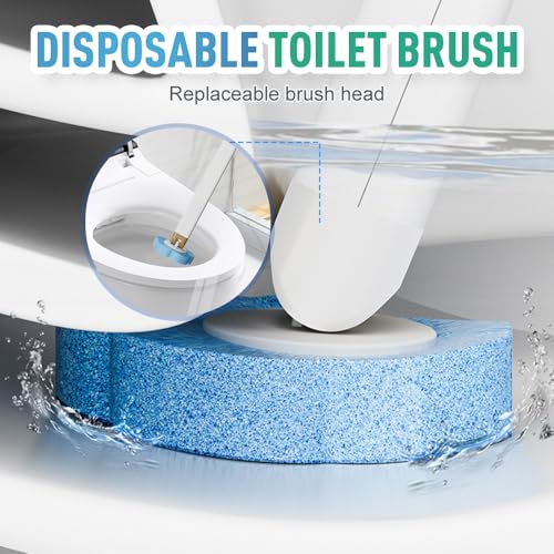 Disposable Toilet Cleaning System: Toilet Brush & Holder Kit with 18PCS Pre-Soaked Cleaner Wall-Mount Scrubbing Toilet Brush Bathroom Cleaning Kit (Grey) - color: Gray