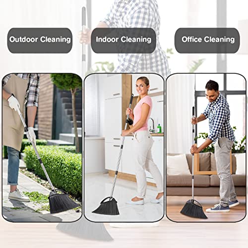 Yangbaga Long Handled Dust Pan and Broom Set for Home,Heavy Duty Metal Dustpans and Brooms,Upright Stand Up Design,54"Outdoor Broom and 38" Dustpan Combo for,Lobby Floor, Yard,Home Kitchen Office Use - size: Broom and Dustpan Set