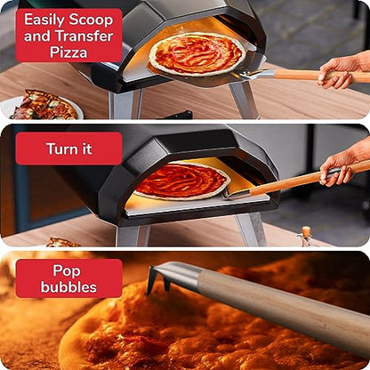 Senwosa Premium Pizza Oven Accessories Kit - 6-Piece Set for Home Pizza Making: Includes Pizza Peel, Oven Brush, Bubble Popper Turner, Rocker Cutter, Dough Roller & Scraper - size: Set of 6