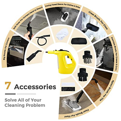 Goplus Multipurpose Handheld Pressurized Steam Cleaner, Yellow - color: Yellow