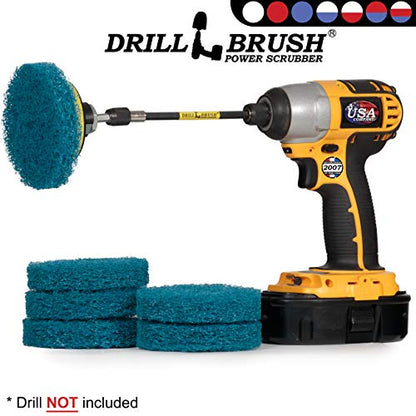 Kitchen Accessories - Cleaning Supplies - Drill Brush - Spin Scrubber - Oven Cleaner - Stove Top Cleaner - Pots and Pans - Kitchen Sink - Hard Water Stain Remover - Drill Attachment Power Scrubber - color: 6x Blue Pads