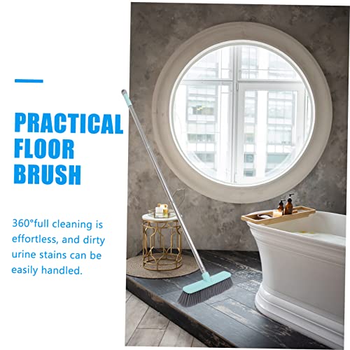 COLLBATH Long Handle Floor Brush Stiff Bristles Cleaning Broom for Bathroom Kitchen - color: Green