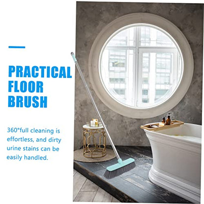 COLLBATH Long Handle Floor Brush Stiff Bristles Cleaning Broom for Bathroom Kitchen - color: Green