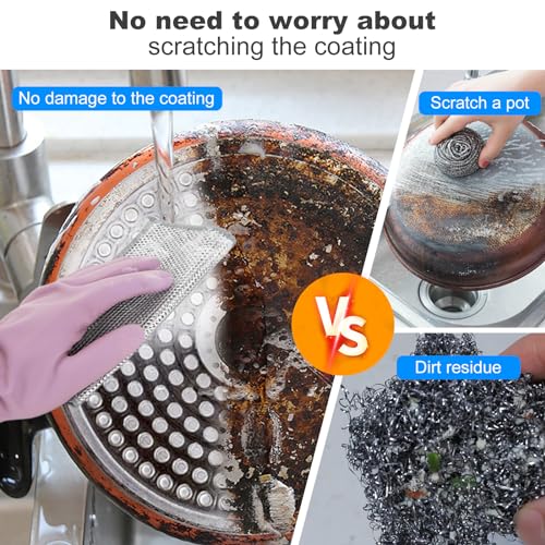 20 PCS Multipurpose Non Scratch Wire Dishcloth,Reusable Kitchen Cleaning Cloths,Multipurpose Wire Dishwashing Rag for Wet and Dry Dish