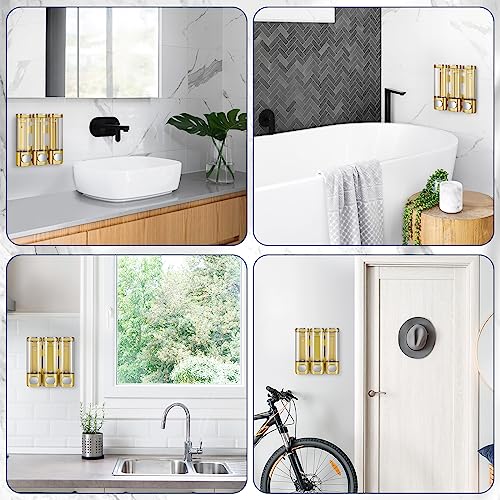 3-in-1 Room Wall Mounted Bathroom,Shower Pump Dispenser and Organizer,Dispensers for The Shower,Shampoo and Conditioner Dispenser,Shampoo Dispenser for Shower - color: 10.6 Oz Triple Golden