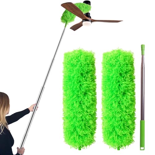 Ceiling Fan Cleaner Duster, Bafezoze Extendable Long Duster for High Ceilings, Telescoping Tall Extension Pole Green - size: Fan Duster Green 3PCs