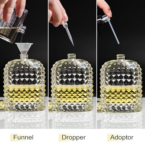 100ml/3.4 Oz Glass Spray Bottle Perfume Atomizer,Empty Travel Refillable Perfume Spray Bottle with 3 Kinds of Dispenser (A1) - style: A1