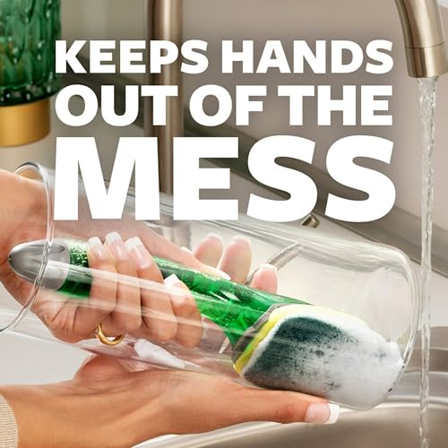 3M Scotch-Brite (6 Pack) Heavy Duty Dish Wand Sponge Brush Soap Dispenser with Scotch Brite Sponges Dish Scrubber Pads for Home Kitchen