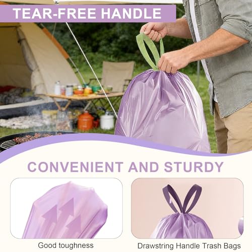 Drawstring Trash Bag 100PCS, Leakproof Small Trash Bags, Unscented Small Garbage Bags, 15 Liter Mini Wastebasket can Liners for Office Bedroom Bathroom, Purple - color: 100Purple