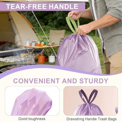 Drawstring Trash Bag 100PCS, Leakproof Small Trash Bags, Unscented Small Garbage Bags, 15 Liter Mini Wastebasket can Liners for Office Bedroom Bathroom, Purple - color: 100Purple
