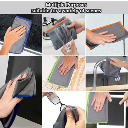 XANGNIER Microfiber Glass Cleaning Cloths,3 Pack Streak Free Miracle Cleaning Cloth,Reusable Lint Free Cleaner Towels for Kitchen,Windows,Mirror,Glasses,Car Windshields,Stainless Steel,11.8"×11.8" - color: Multicolor