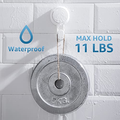 LEVERLOC Heavy Duty Suction Cup Shower Hooks 4 Pack, Damage-Free Shower Hangers for Inside Bathroom Wall, Powerful Vacuum Suction Towel Hooks, Loofah Holders, Easy to Install and Remove, White - color: White Hook, Round
