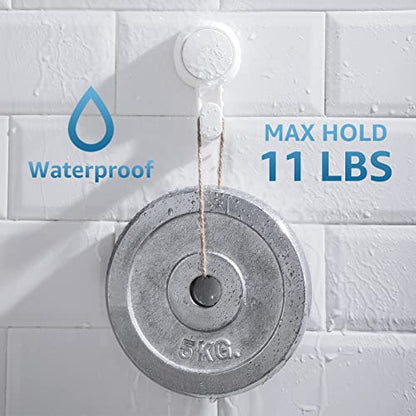 LEVERLOC Heavy Duty Suction Cup Shower Hooks 4 Pack, Damage-Free Shower Hangers for Inside Bathroom Wall, Powerful Vacuum Suction Towel Hooks, Loofah Holders, Easy to Install and Remove, White - color: White Hook, Round