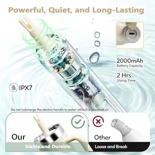 5 in 1 Electric Bottle Brush Cleaner Compatible Stanley Bottle Brush Straw Cleaner Multifunction Rechargeable IPX6 Waterproof Extra Long Design for Stanley Cup, Sports Bottle and More (Beige) - color: Beige