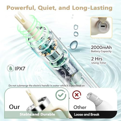 5 in 1 Electric Bottle Brush Cleaner Compatible Stanley Bottle Brush Straw Cleaner Multifunction Rechargeable IPX6 Waterproof Extra Long Design for Stanley Cup, Sports Bottle and More (Beige) - color: Beige