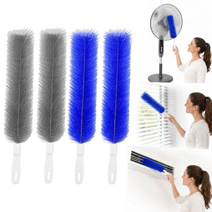 Fan Cleaning Brush, Bendable Microfiber Duster, Ultimate Dust Cleaning Brush, Reusable Microfiber Head for Air Conditioning Shutters, Ceiling Fan Blades, Air Vents, Curtains, Cars (Mixed 4Pcs) - color: Mixed 4pcs