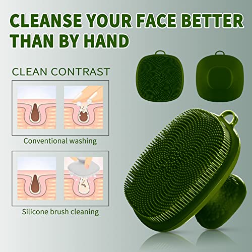 Silicone Face Scrubber for Men Facial Cleansing Brush Silicone Face Wash Brush Manual Waterproof Cleansing Skin Care Face Brushes for Cleansing and Exfoliating (Green) - color: Green