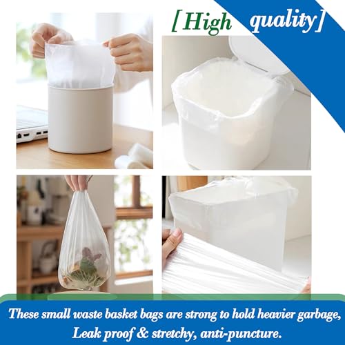 0.5 Gallon 250 pcs Mini Clear Trash Bags, Tiny Strong Garbage Bags,Small Plastic Bags for Desktop Trash Bin, Tiny Bathroom Trash Can Bin Liners,Mini Bags for Waste Basket Liner,Fit 2 Liters-Clear - style: 0.5Gal Clear-250