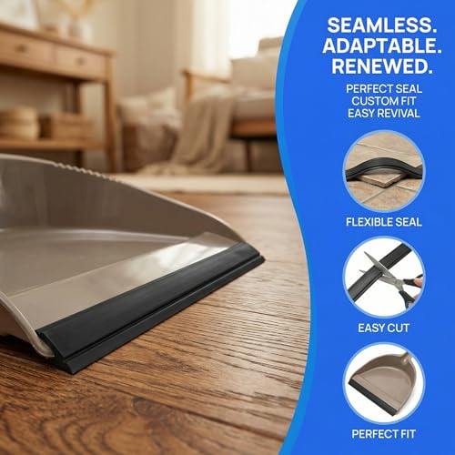 Angoily 4Pcs Dustpan Rubber Strip, 10.23" Dust Pan Lip Replacement, Silicone Edge Protectors, Black Refill Insert for Broom Sweeping Garbage Shovel - size: 26X2.3CM