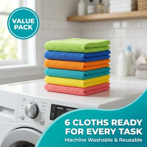 HELOMOR Large Microfiber Towels 6 Pack - 30"x18" Car Drying Towel - Extra Absorbent Cleaning Cloths for Floors, Kitchen and Windows - Lint-Free Detailing Cloths for Cars - size: Pack of 6