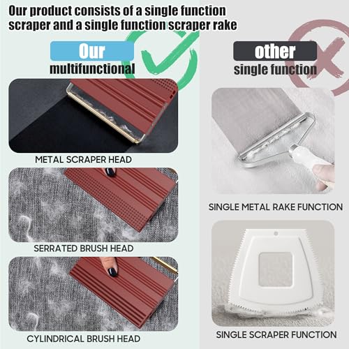 Mini Pet Hair Remover – 2025 Reusable Carpet Rake & Fur Scraper for Furniture, Car Interior, Hair Remover Brush for Bed, Couch, Home Surfaces Red - color: Red
