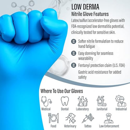 Endurance Blue Nitrile Gloves – 8 Mil Heavy-Duty Disposable Gloves, Powder & Latex-Free, Low Derma, and Non-Sterile - size: Small (Pack of 50)
