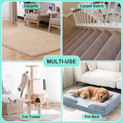 Carpet Rake for Pet Hair Removal - 60" Adjustable Long Handle Carpet Rake, 3 in 1 Reusable Pet Hair Removal Tool Kit, Cat Dog Fur Rakes Scraper Carpet Broom (White) - color: White, size: 60inch