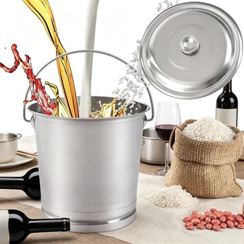 20L/21Qt/5Gal Stainless Steel Bucket Milk Metal Pail Ice Bucket Compost Bin | Kitchen Kennels Farms Scrap Food Waste Scrap Slop Storage Buckets Container Garbage Pail with Lid and Handle - size: 20L/21Qt：13.78*13.78*11.81 inch