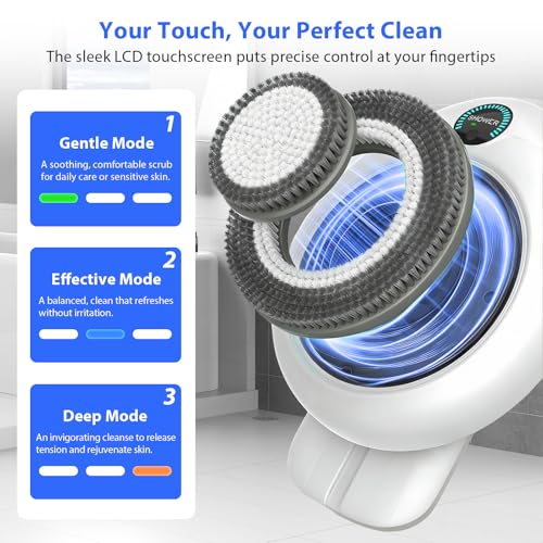 Hiqufet Electric Back Scrubber for Shower, Adjustable Height Shower Back Scrubber Wall Mounted, 3-Speed & 3 Replaceable Brush Heads, IPX7, Hands-Free Back Cleansing and Exfoliating Brush - size: CKT1