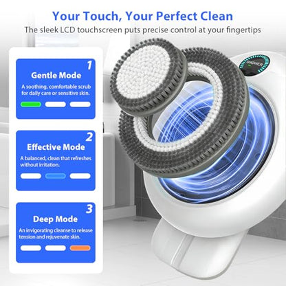 Hiqufet Electric Back Scrubber for Shower, Adjustable Height Shower Back Scrubber Wall Mounted, 3-Speed & 3 Replaceable Brush Heads, IPX7, Hands-Free Back Cleansing and Exfoliating Brush - size: CKT1