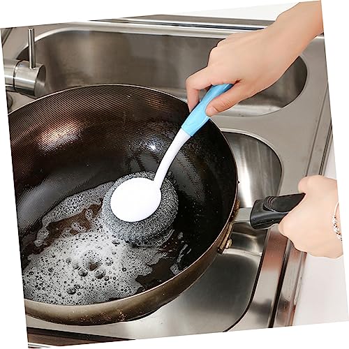 PartyKindom Long Handle Pot Dish Scrubber Brush Ergonomic Non-Slip Cleaning Tool for Effortless Dishwashing for Pans Pots and Kitchen Cleaning Blue - color: Blue