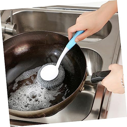 PartyKindom Long Handle Pot Dish Scrubber Brush Ergonomic Non-Slip Cleaning Tool for Effortless Dishwashing for Pans Pots and Kitchen Cleaning Blue - color: Blue
