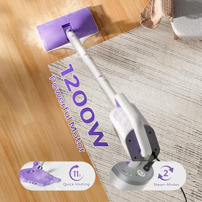 Steam Mops for Floor Cleaning,All-in-One Steam Cleaner for Home with 2 Levels Steam Mode,350ML Tank,23FT Cord, Detachable Handheld Steam Cleaner for Tile,Grout,Furniture,Carpet,Grill,Wall