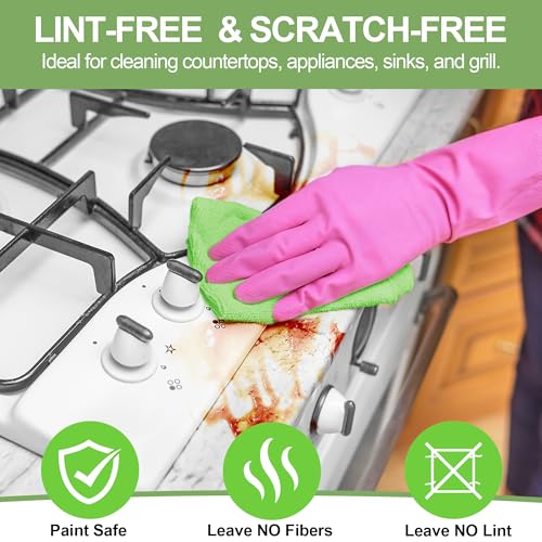 Microfiber Cleaning Cloth, 12 Pack Green Cleaning Rags,12" X 11" Lint Free Dish Towels Wash Cloths, Reusable Microfiber Towels for Home and Kitchen Bathroom Apartment Cleaning Supplies - color: Sage Green, size: 12 Pack