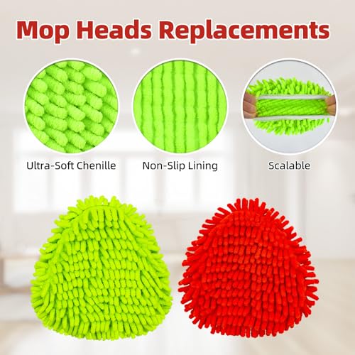 6 Packs Mop Head Replacements & 4-Section Spin Mop Handles for Ocedar, and Spin Mop Base Compatible with O-Cedar EasyWring 1 Tank Spin Mops Refills - color: 2green+2red