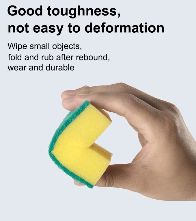AKOAK 10 Pcs 3.9" x 2.8" x 1.2" Heavy Duty Scrub Sponge – Kitchen Dish, Sink and Bathroom Cleaning Scrubber Sponge