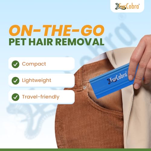 Pro Pet Hair Remover for Car Detailing, Carpet & Couch – Multi-Blade Dog & Cat Hair Scraper for Auto Interior, Upholstery, Furniture & Home – Reusable Embedded Fur Removal Tool - color: Blue