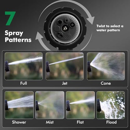 RESTMO Heavy Duty Hose Nozzle, Metal Garden Water Hose Sprayer with 7 Watering Patterns, Thumb Control, On Off Valve, High Pressure Nozzle Sprayer for Watering Plants, Car and Pet Washing, Bronze - color: Bronze